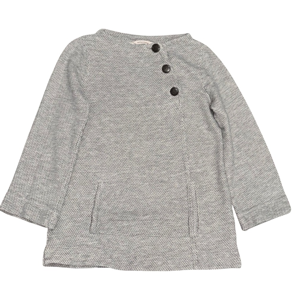 Soft Surroundings Gray Waffle Knit Asymmetrical Button‎ Tunic Sweater Womens M
